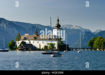 Gmunden: Lake-castle Ort in lake Traunsee, Salzkammergut, Oberösterreich, Upper Austria, Austria Stock Photo