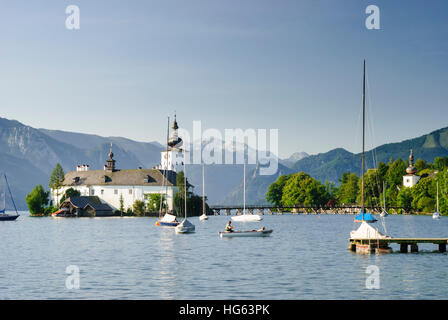 Gmunden: Lake-castle Ort in lake Traunsee, Salzkammergut, Oberösterreich, Upper Austria, Austria Stock Photo