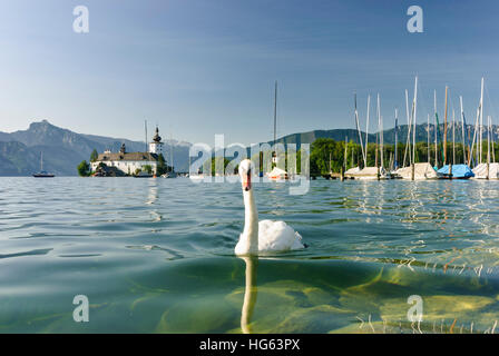 Gmunden: Lake-castle Ort in lake Traunsee, Salzkammergut, Oberösterreich, Upper Austria, Austria Stock Photo