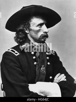 Vintage American Civil War photo of Major General George Armstrong Custer. Stock Photo
