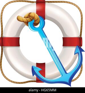 Safety float and anchor illustration Stock Vector