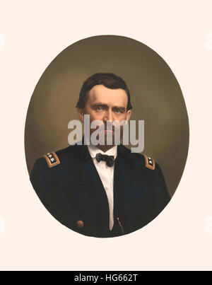 Oval portrait of Major General Ulysses S. Grant wearing uniform Stock ...