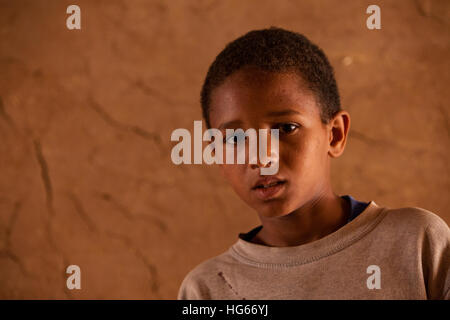 Ksar Elkhorbat, Morocco.  Young Afro-Berber Boy. Stock Photo