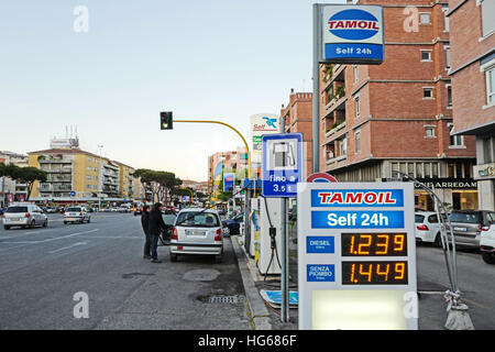 petrol station in rome supplied by Tamil, an Italian oil company Stock Photo
