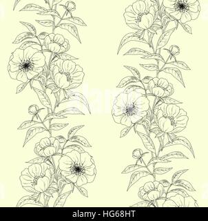 Floral seamless pattern with peonies. Stock Vector