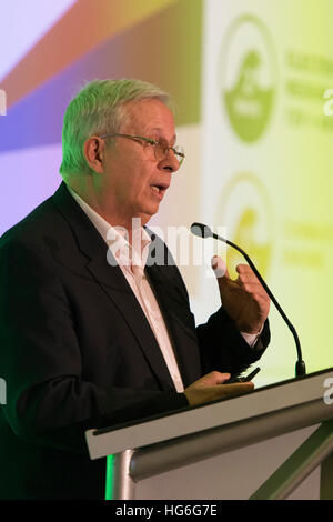 Las Vegas, Nevada, USA. 04th Jan, 2017. The Chairman and CEO of Valeo, Jacques Aschenbroich, speaks at a press conference at the International Consumer Electronics Show (CES) in Las Vegas, Nevada, USA, 04 January 2017. Photo: Jason Ogulnik/dpa/Alamy Live News Stock Photo