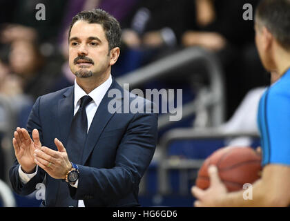 Berlin, Germany. 4th Jan, 2017. Berlin's coach Ahmet Caki during the basketball Eurocup group stages fixture between ALBA Berlin and Unicaja Malaga in the Mercedes-Benz Arena in Berlin, Germany, 04 Janaury 2017. Credit: dpa picture alliance/Alamy Live News Stock Photo