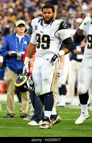 December 11, 2016 - Los Angeles, California, U.S - Aaron Donald of the Los Angeles Rams in action during a 42-14 loss to the Atlanta Falcons at the Los Angeles Memorial Coliseum in Los Angeles ,Ca. (Credit Image: © John Pyle via ZUMA Wire) Stock Photo