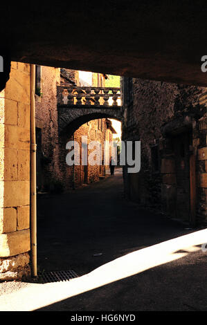 Historic bridge on the back streets in Estaing, Southern France Stock Photo