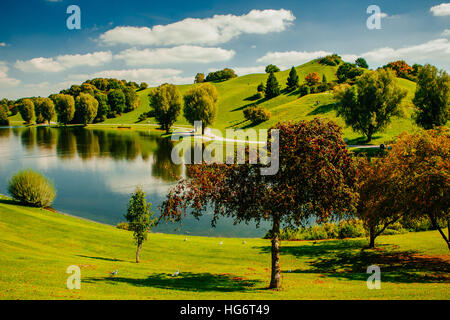 The Olympiapark in Munich, Germany, is an Olympic Park which was constructed for the 1972 Summer Olympics. Stock Photo