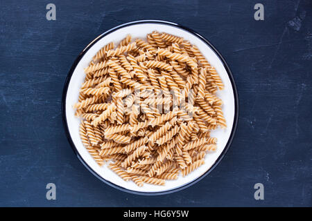 raw wholewheat fusili pasta Stock Photo