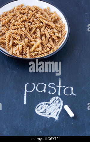raw wholewheat fusili pasta Stock Photo