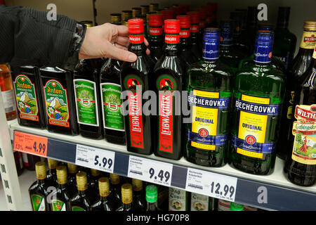 Krauterbitter, herbal liqueur or spiced liqueur Stock Photo