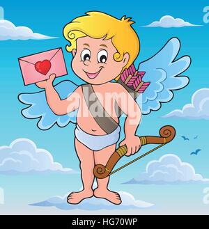 Cupid with envelope theme image 2 - eps10 vector illustration. Stock Vector