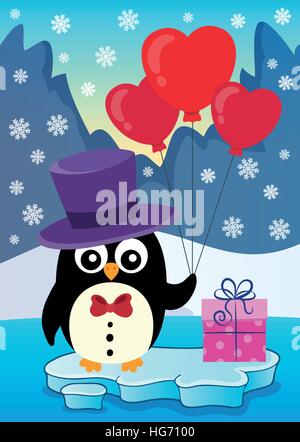 Valentine penguin topic image 3 - eps10 vector illustration. Stock Vector