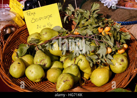 Italy Casola Valsenio”Festa dei frutti dimenticati”   fruit preserves displayed on a stall Pear Scipione Stock Photo