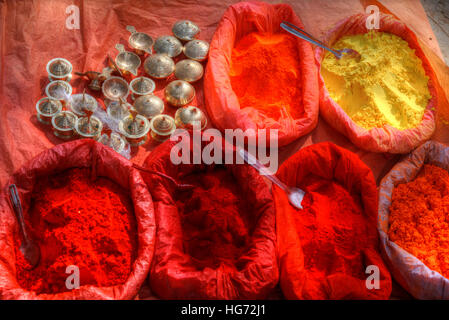 Paint pigment in the sun in Kathmandu, Nepal. Stock Photo
