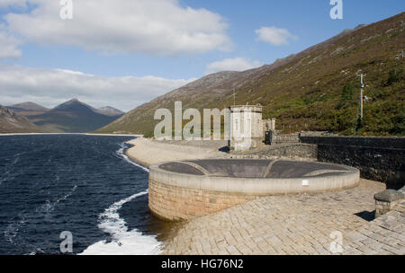 The Silent valley reservoir, located in the Mourne is the main water supply source for the City of Belfast almost 40 miles away Stock Photo