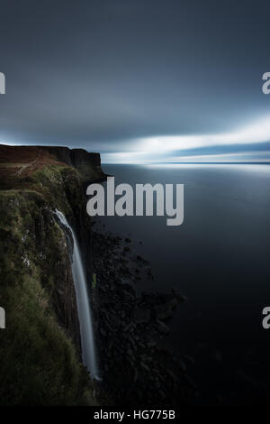 Kilt Rock and Mealt Waterfall on the Isle of Skye in Scotland Stock Photo