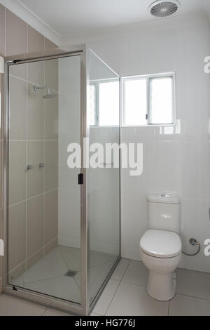 New modern bathroom with shower and toilet Stock Photo