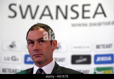 New Swansea City manager Paul Clement during the press conference at the Liberty Stadium, Swansea. Stock Photo