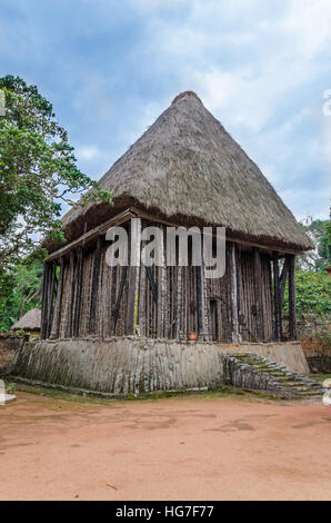 Wood and bamboo temple called Achum at traditional Fon's palace in Bafut, Cameroon, Africa Stock Photo