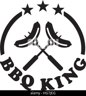 BBQ king stamp with sausage at forks Stock Vector