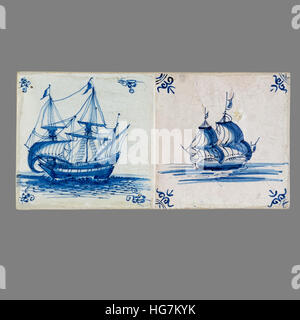 old Dutch tile from the 16th to the 18th century Stock Photo