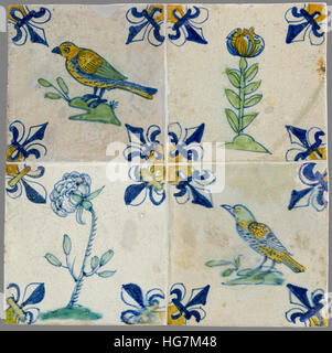 old Dutch tile from the 16th to the 18th century Stock Photo