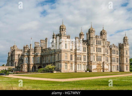 Burghley House, a grand 16th-century English country house near the town of Stamford in Lincolnshire, England Stock Photo