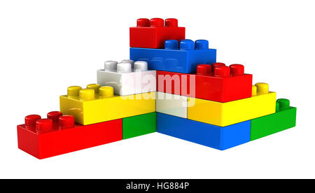 3d render of plastic building blocks isolated over white background Stock Photo