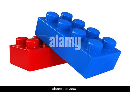 3d render of plastic building blocks isolated over white background Stock Photo