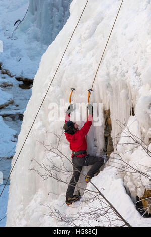 Ouray, Colorado - Ice climbing in Ouray Ice Park. Stock Photo