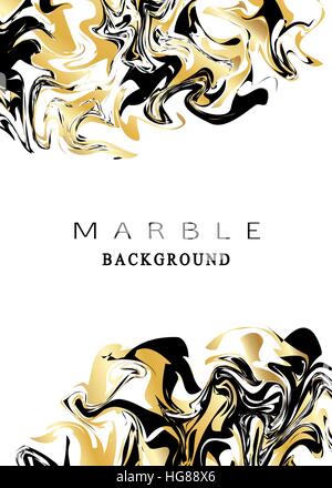 Marbling texture background. Abstract marble luxury design with golden glitter elements. Vector illustration. Stock Vector