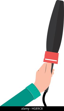 hand holding microphone with irregular grid Stock Vector