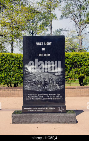 Roanoke Island Freedmens Colony Historical Marker, Roanoke Island North Carolina Stock Photo