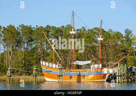 Elizabeth II Ship at Festival Park Roanoke Island North Carolina Stock Photo