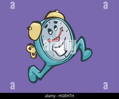 Vector illustration of a little happy clock running, concept of a deadline or schedule. Stock Vector