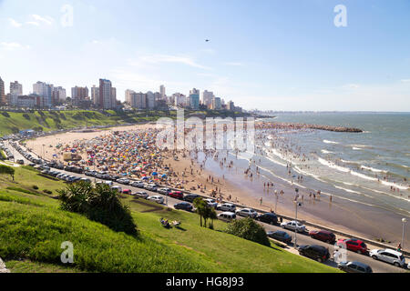 Wide view of the beach, at Mar del Plata city Stock Photo