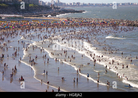 Wide view of the beach, at Mar del Plata city Stock Photo