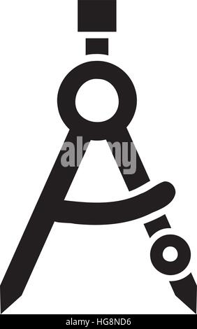 Drafting compass icon logo sign vector outline in black and white color ...
