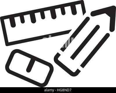 Ruler eraser and pencil icons Stock Vector