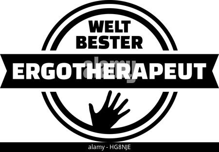 World's best Occupational therapist. german button. Stock Vector