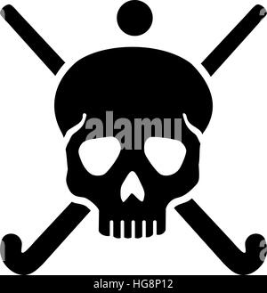 Skull with crossed field hockey sticks Stock Vector