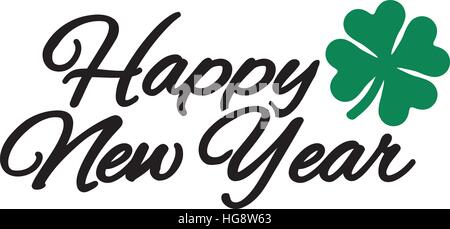 Happy new year with shamrock Stock Vector