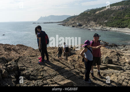 Hong Kong. 06th Jan, 2017. People visited the Marine Reserve in Cape D' Aguilar. Cape D'Aguilar Marine Reserve is the only Marine Reserve in Hong Kong which located at the south-east corner of Hong Kong Island. Its aims is to protect the rocky shores and the subtidal habitats in the area. © Chan Long Hei/Pacific Press/Alamy Live News Stock Photo