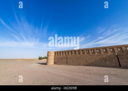 Walls of historical Caravansarai at former silk road on Maranjab Desert located in Aran va bidgol County in Iran Stock Photo