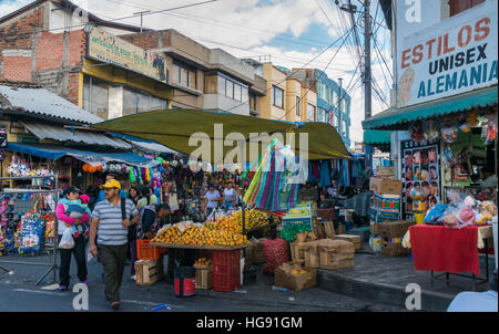 Busy street market in Quito, Ecuador Stock Photo