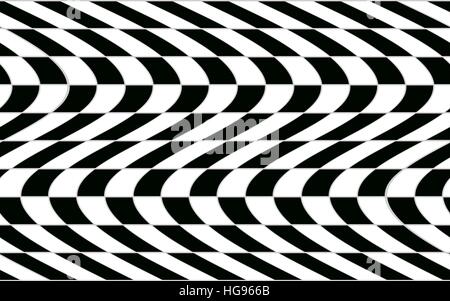 Abstract black and white checkered pattern with distortion effect Stock Photo