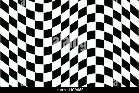 Abstract black and white checkered pattern with distortion effect Stock Photo